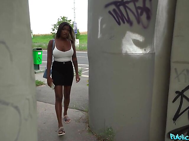 Saritha Olivieri - Big tits ebony public pickup fuck with a white guy