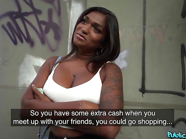 Saritha Olivieri - Big tits ebony public pickup fuck with a white guy