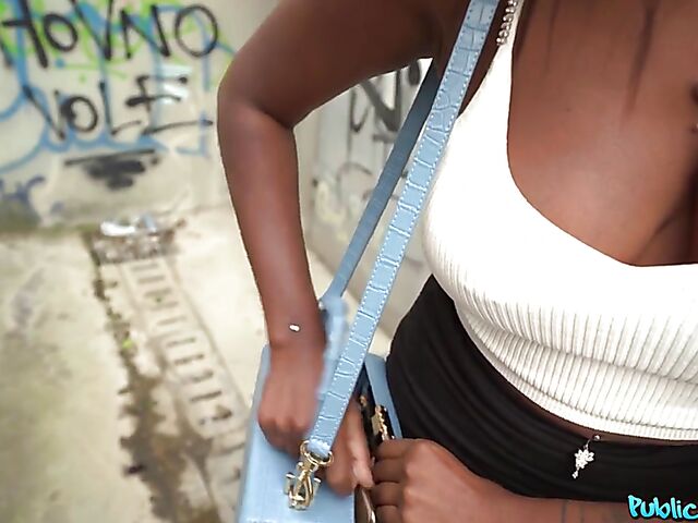 Saritha Olivieri - Big tits ebony public pickup fuck with a white guy