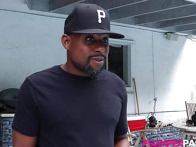 Maria Bose - Bikini-clad BBW interracial in the backyard