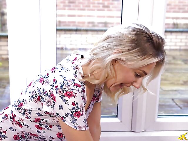 Aston Wilde - Flat chested English MILF not wearing a bra