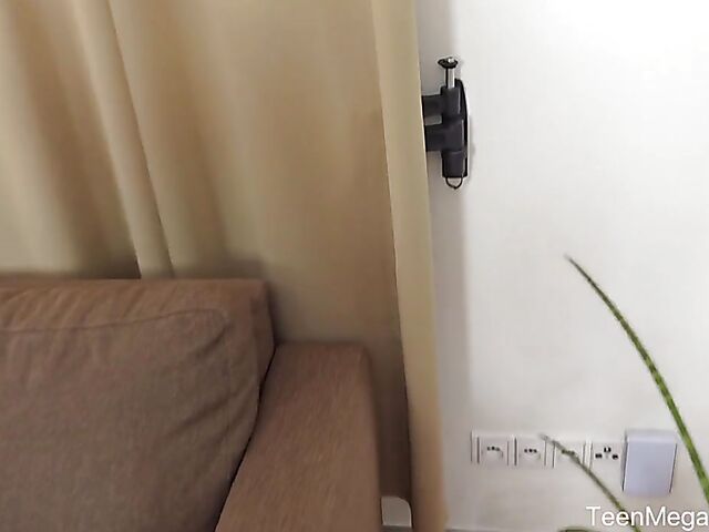 Balls deep pussy fuck session on the sofa with Katy Rose