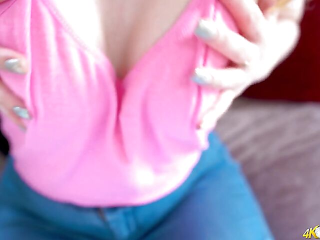  Blonde Lana's downblouse tits to turn you on