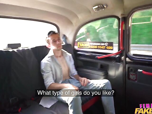 Hot MILF cab driver Shalina Devine fucks a skinny guy