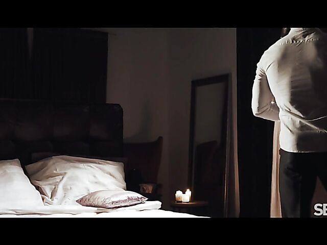 Romantic erotic sex in the dark of the bedroom with Tiny Tina