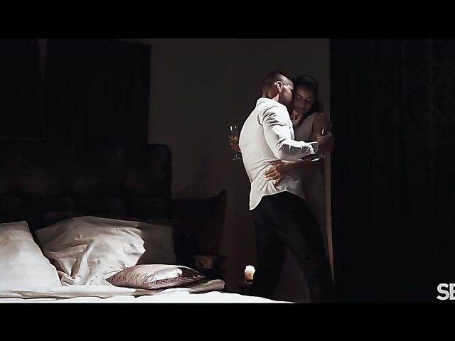 Romantic erotic sex in the dark of the bedroom with Tiny Tina