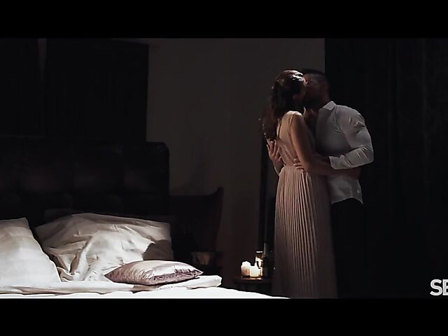 Romantic erotic sex in the dark of the bedroom with Tiny Tina