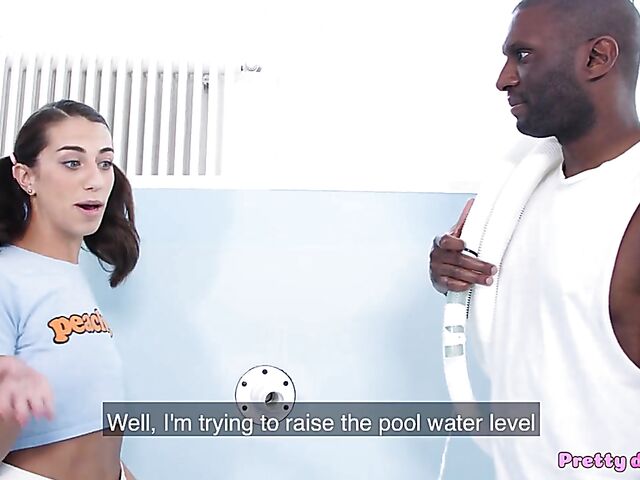 Megane Lopez - Teen with pigtails interracial black cock fun