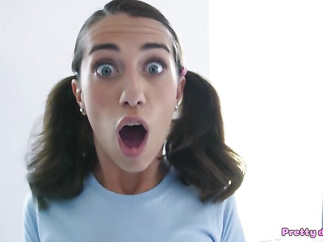 Megane Lopez - Teen with pigtails interracial black cock fun