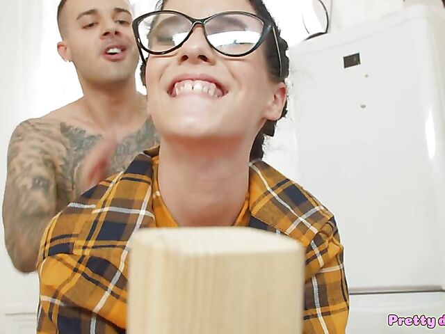 Pigtails teen with glasses Nikki Fox gets treated like a fucktoy