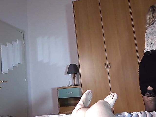 POV mom in law Jarushka Ross blows and fucks a hard cock in the bedroom