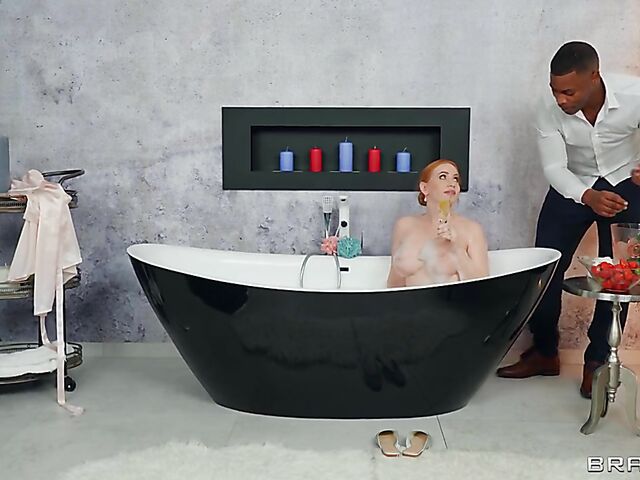 Kiara Lord - Redhead interracial bubble bath and champagne with Darrell Deeps