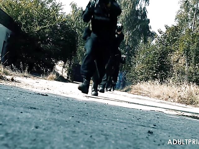 Fake tits MILF in boots Jasmine Jae fucks a commando