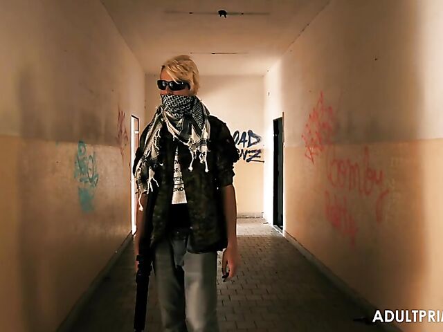 Fake tits MILF in boots Jasmine Jae fucks a commando