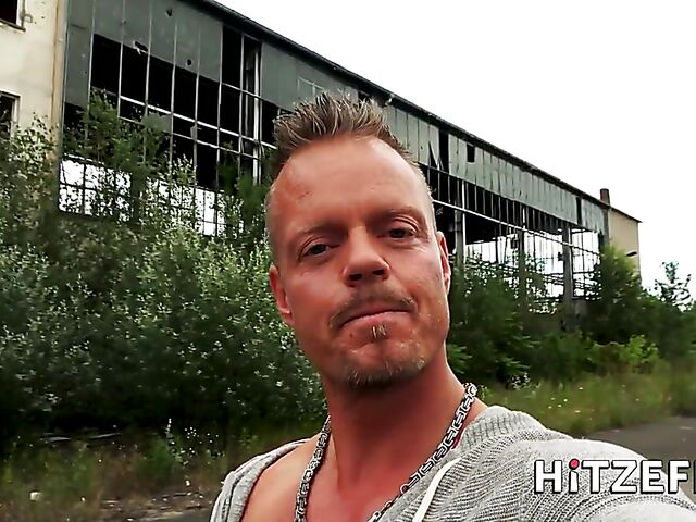 German tattooed blonde with a pierced clit Harleen Van Hynten gets screwed outside