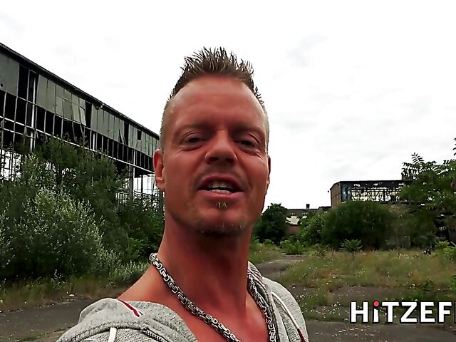 German tattooed blonde with a pierced clit Harleen Van Hynten gets screwed outside