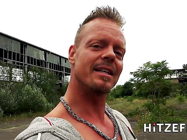 German tattooed blonde with a pierced clit Harleen Van Hynten gets screwed outside