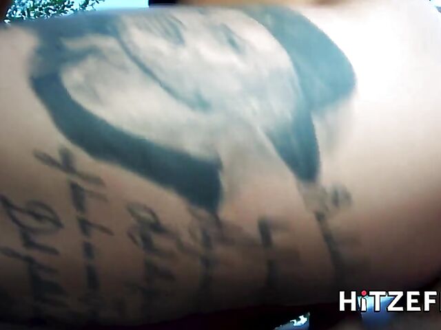 German tattooed blonde with a pierced clit Harleen Van Hynten gets screwed outside