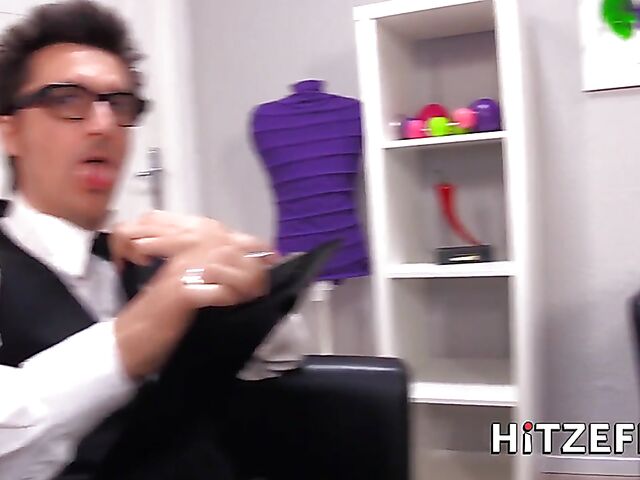 Breast lotion testing and fucking with big tits German MILF Leni