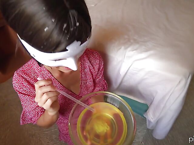 Bruce & Morgan - Masked girlfriend drinking piss and cum