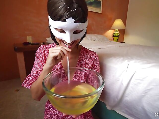 Bruce & Morgan - Masked girlfriend drinking piss and cum