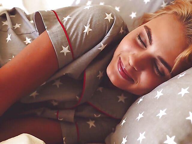 Morning wake up and erotic solo in Lilit's bed