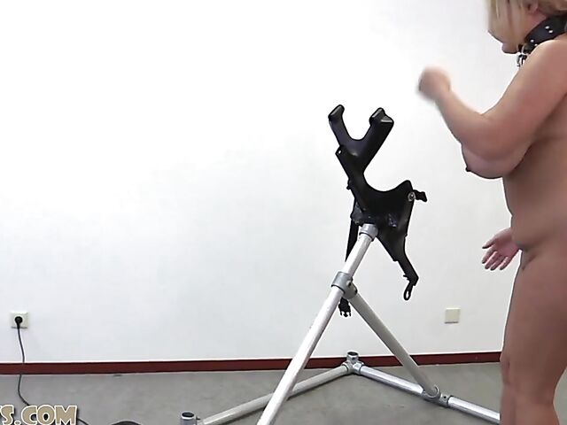 Milking machine for helpless Katie with huge natural tits