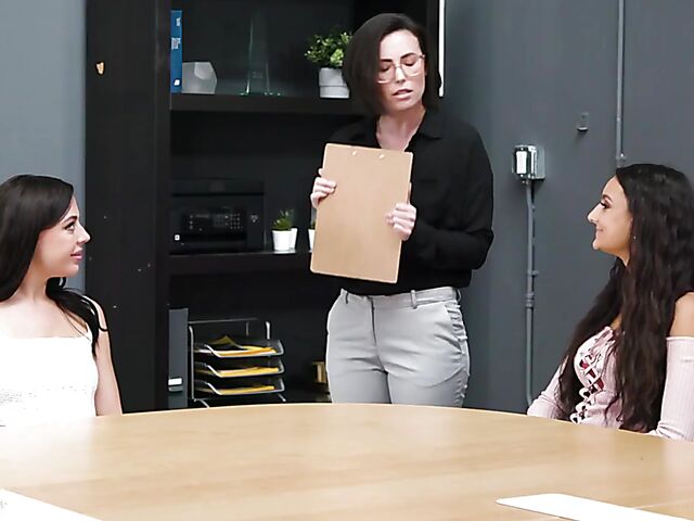 Young lesbians Whitney Wright and Eliza Ibarra lose control in front of Casey Calvert during the study