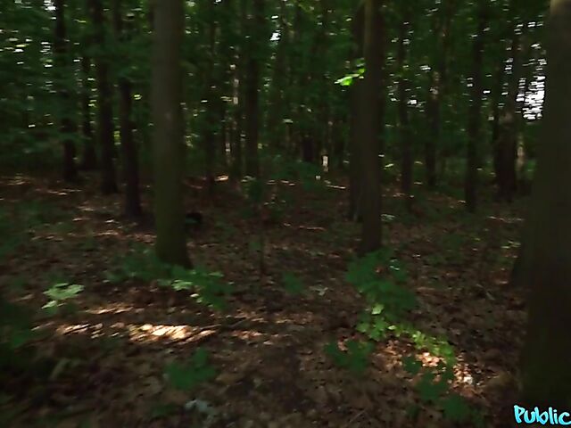 POV interracial outdoor fucking in the woods for money with shaved head black slut Zaawaadi