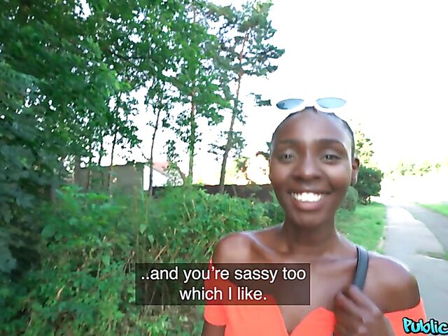 POV interracial outdoor fucking in the woods for money with shaved head black slut Zaawaadi