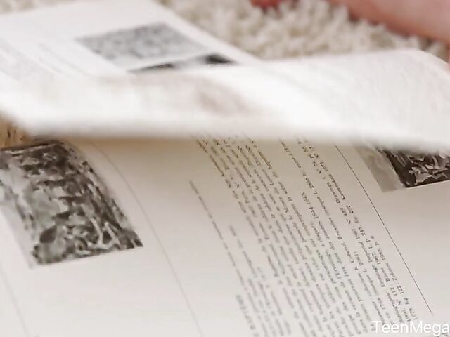 Young blonde student Hanna Rey studying and fucking