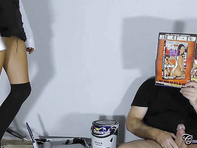 Alyssa Divine - Blowjob facial with a workman