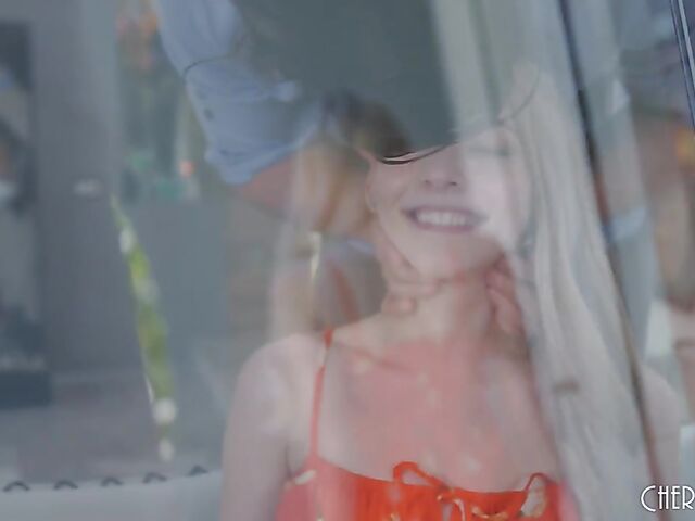 Cute blonde teen in yellow thong Lily Larimar wants to fuck