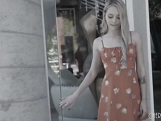 Cute blonde teen in yellow thong Lily Larimar wants to fuck