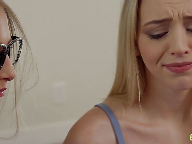 Two girls one guy yoga sex with small titted Kyler Quinn and Lily Larimar