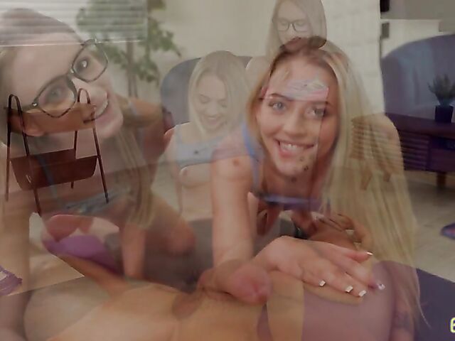 Two girls one guy yoga sex with small titted Kyler Quinn and Lily Larimar