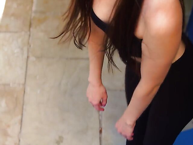 Tight yoga babe Vanessa Angel undressing and posing nude