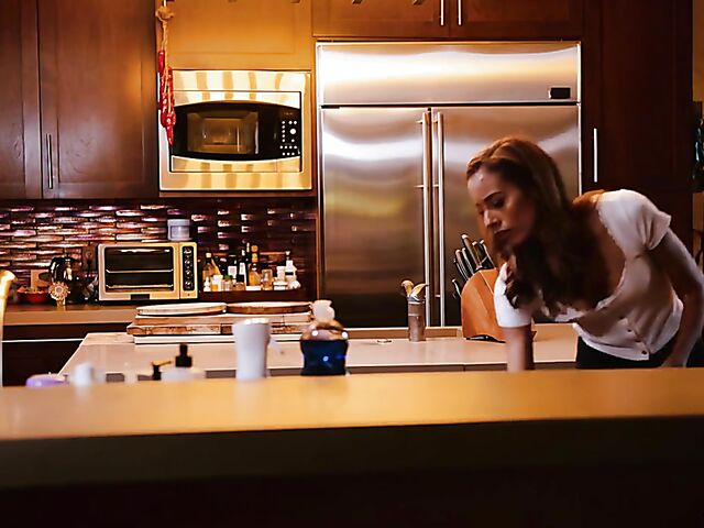 Lesbian threesome in the middle of the kitchen with Jillian Janson, Karlee Grey and Kylie Le Beau