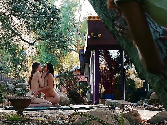 Lesbian threesome in the middle of the kitchen with Jillian Janson, Karlee Grey and Kylie Le Beau