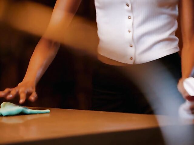 Lesbian threesome in the middle of the kitchen with Jillian Janson, Karlee Grey and Kylie Le Beau