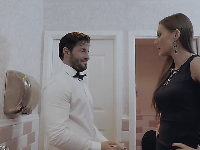 From pussy to ass fuck in the restroom with Tina Kay