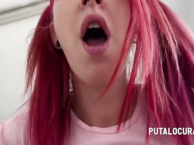 Spanish red-haired nasty slut Megan Lux makes Torbe cum