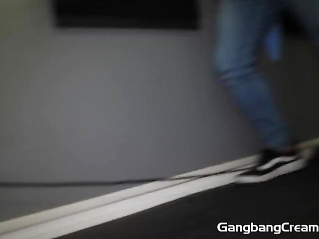 Interracial creampie gangbang with pale white slut Raven Right