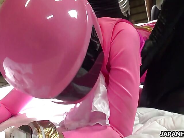 Fully clothed rough Japanese gang bang and cream pie in bodysuits