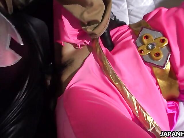 Fully clothed rough Japanese gang bang and cream pie in bodysuits