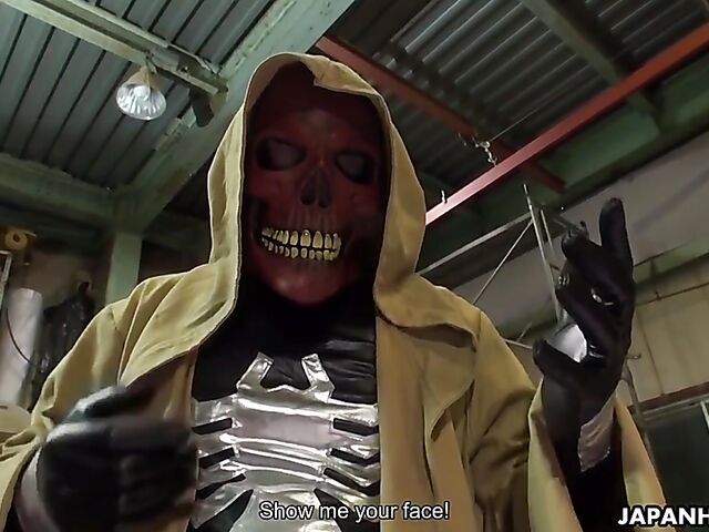 Fully clothed rough Japanese gang bang and cream pie in bodysuits