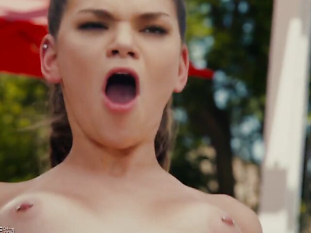 Athena Faris - Step dad fucks daughter poolside