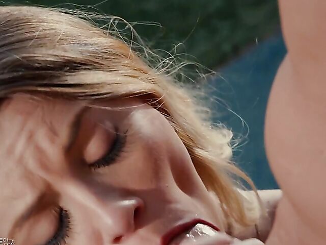 Riley Star washing her stepdad's car with her small tits and riding his cock outdoors