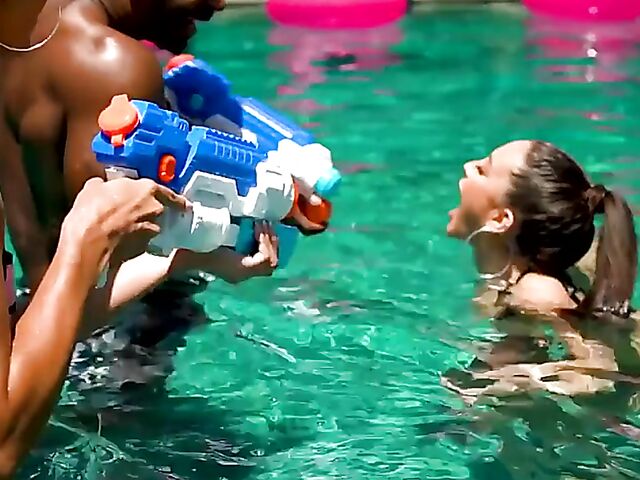 Two wet bikini girls Jane Wilde and Alexis Tae need Jax Slayher's BBC for interracial anal threesome