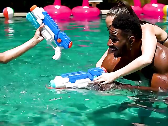 Two wet bikini girls Jane Wilde and Alexis Tae need Jax Slayher's BBC for interracial anal threesome